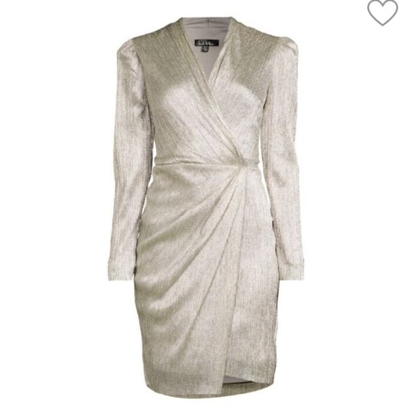 NWOT Nicole Miller Lurex Mettallic Faux Wrap Dress - Picture 5 of 15